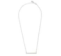 Rhodium Polished Bar Station Necklace