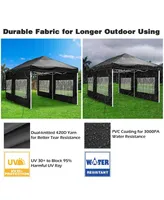 10x20FT Canopy Wedding Party Tent Pop Up Folding Gazebo Outdoor w/ 4 Sidewalls & Bag Black