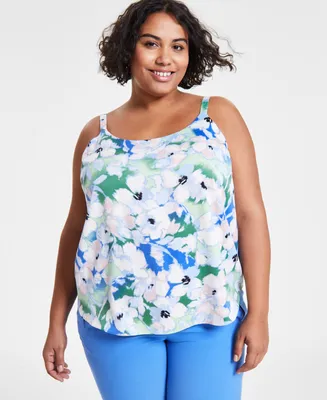 Bar Iii Plus Floral Spaghetti-Strap Camisole, Created for Macy's