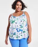 Bar Iii Plus Floral Spaghetti-Strap Camisole, Created for Macy's