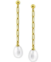 Giani Bernini Cultured Freshwater Pearl (10x8mm) Linear Chain Drop Earrings, Created for Macy's