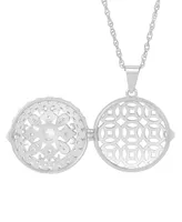 Cubic Zirconia Round Locket Pendant Necklace in Sterling Silver