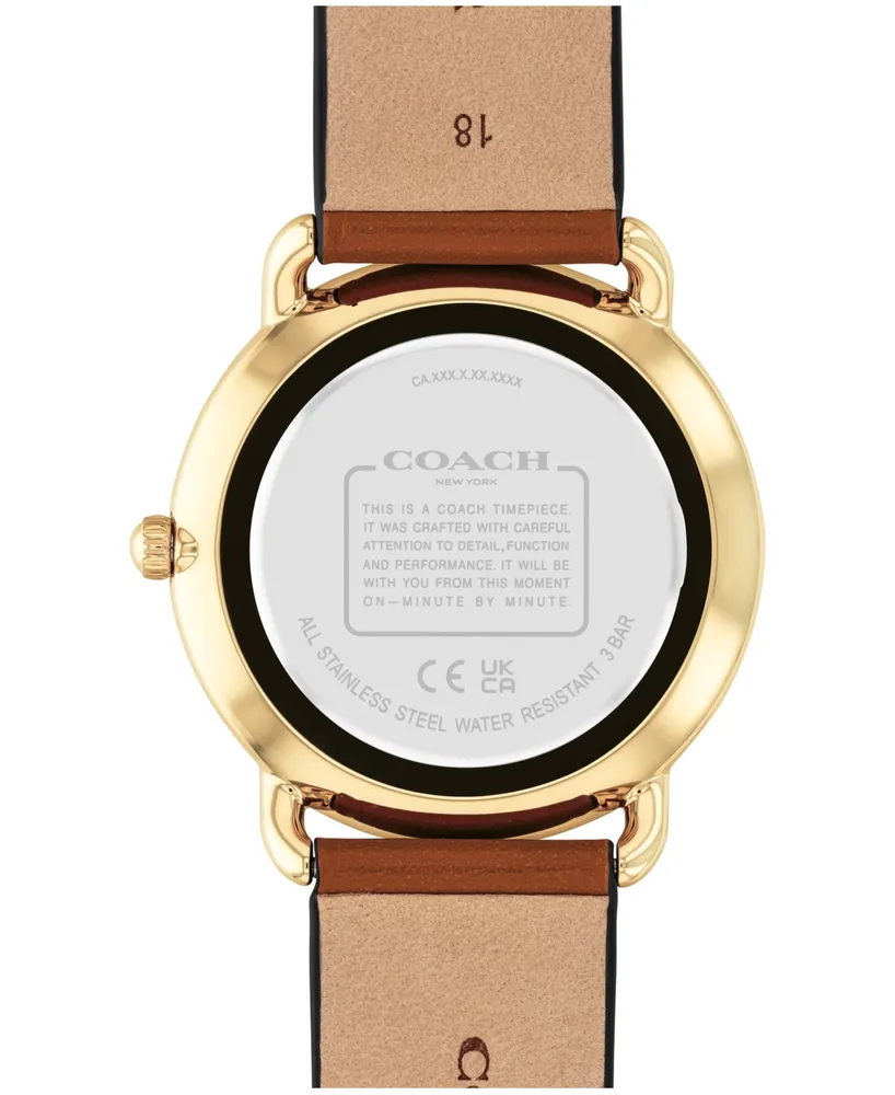 Coach Women's Elliot Saddle Leather Strap Watch 36mm