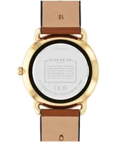 Coach Women's Elliot Saddle Leather Strap Watch 36mm