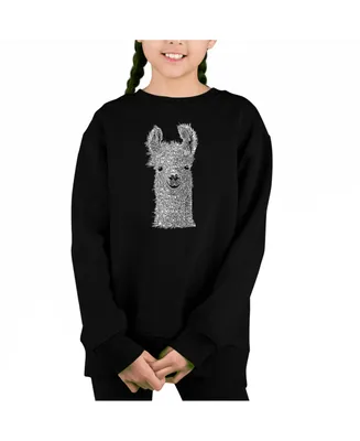Llama - Big Girl's and Boy's Word Art Crewneck Sweatshirt