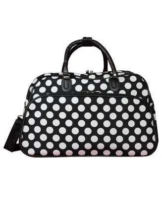World Traveler Dots 21" Carry-On Shoulder Tote Duffel Bag - Black White Dot Ii