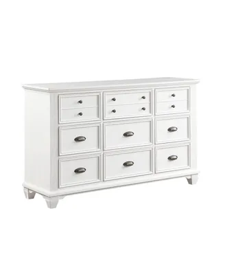 Simplie Fun White Finish 1 Piece Dresser Of 9X Drawers Traditional Framing Wooden Bedroom Furniture