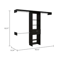 Streamdale Furniture Calveston 1-Drawer 4-Shelf Closet System Black Wengue