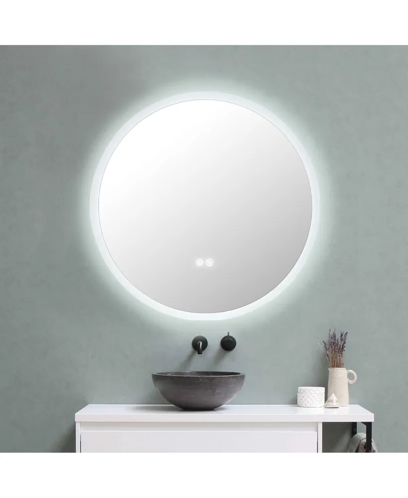 Aquaterior 22" Round Led Bathroom Mirror,Anti-Fog Dimmable IP65 Touch Switch