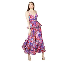 Lara Women's Ruffle Skirt Printed Gown