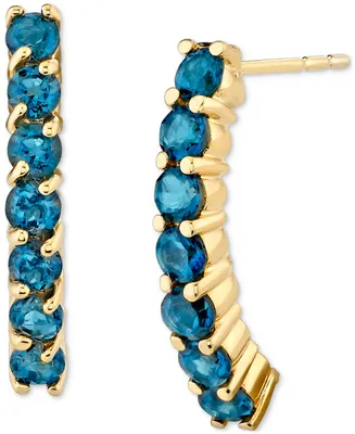 Blue Topaz Curved Drop Earrings (1-1/2 ct. t.w. ) in 14k Gold