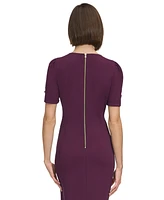 Dkny Women's Belted Ruched-Sleeve Sheath Dress