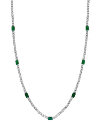 Effy Emerald (1-7/8 ct. t.w.) & Diamond (1/2 ct. t.w.) 18" Collar Necklace in Sterling Silver