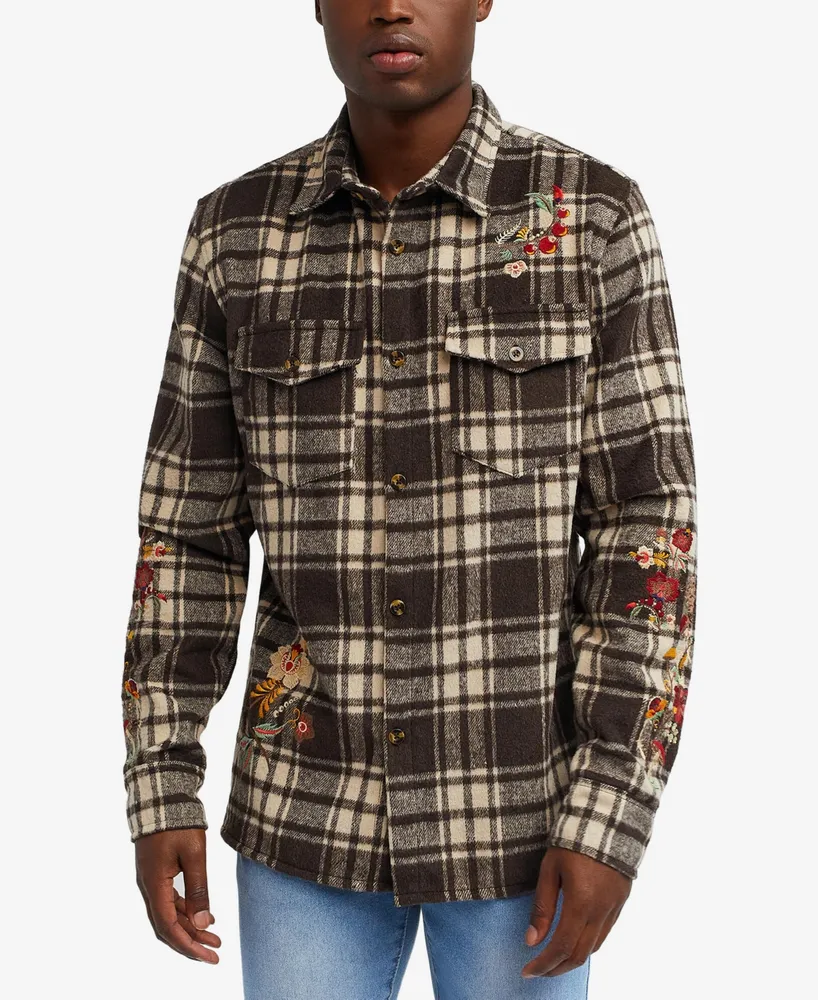 Reason Men's Botanic Embroidered Long Sleeves Overshirt