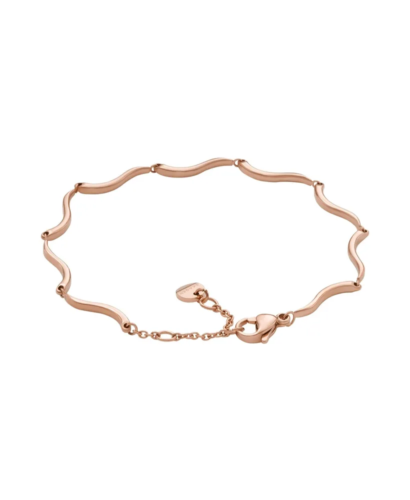 Skagen Women's Essential Waves Rose Gold-Tone Stainless Steel Chain Bracelet