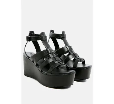 Windrush Womens Cage Wedge Leather Sandal