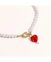 Kokoro Freshwater Pearl Heart Necklace 16" For Women