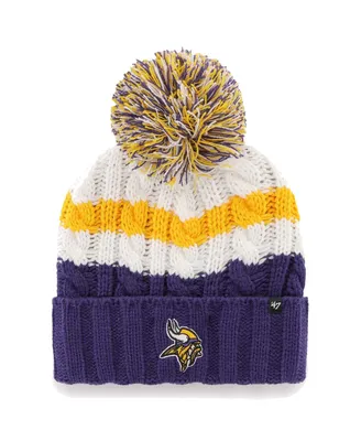 Women's '47 Brand White Minnesota Vikings Ashfield Cuffed Knit Hat with Pom