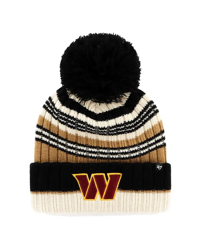 Women's '47 Brand Natural Washington Commanders Barista Cuffed Knit Hat with Pom