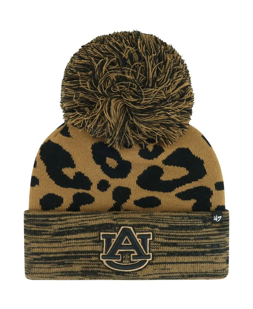 Women's '47 Brand Brown Auburn Tigers Rosette Cuffed Knit Hat with Pom