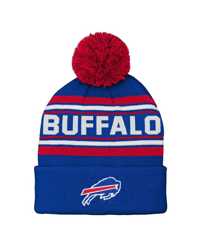 Youth Boys and Girls Royal Buffalo Bills Jacquard Cuffed Knit Hat with Pom