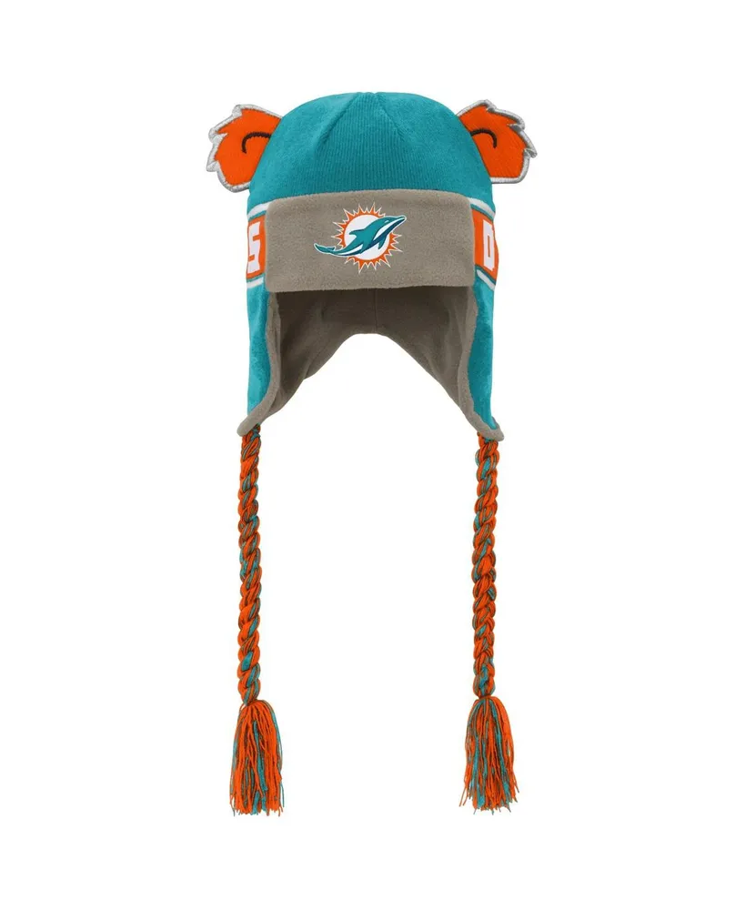 Youth Boys and Girls Outerstuff Aqua Miami Dolphins Wordmark Ears Trooper Knit Hat