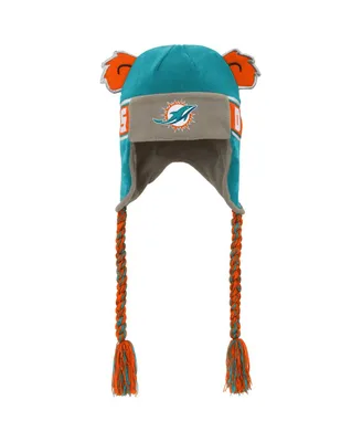 Youth Boys and Girls Outerstuff Aqua Miami Dolphins Wordmark Ears Trooper Knit Hat