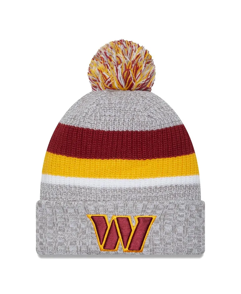 Men's New Era Heather Gray Washington Commanders Cuffed Knit Hat with Pom