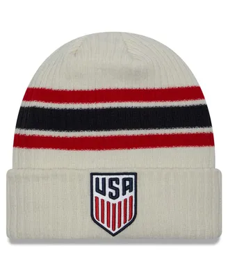 Youth Boys and Girls Cream Distressed Usmnt Vintage-Like Cuffed Knit Hat