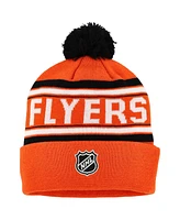 Youth Boys and Girls Philadelphia Flyers Orange Jacquard Cuffed Knit Hat with Pom