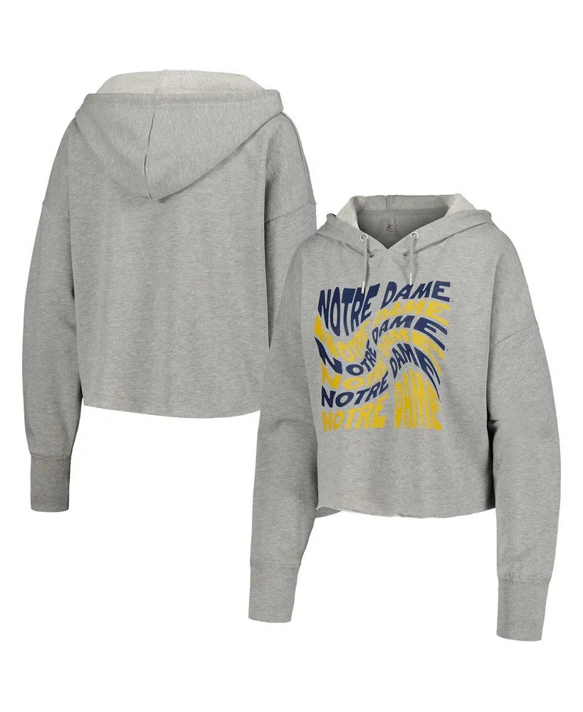 Women's ZooZatz Gray Notre Dame Fighting Irish Swirl Cropped Pullover Hoodie