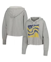 Women's ZooZatz Gray Notre Dame Fighting Irish Swirl Cropped Pullover Hoodie