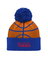 Preschool Boys and Girls Royal Philadelphia 76ers Basketball Head Cuffed Knit Hat with Pom