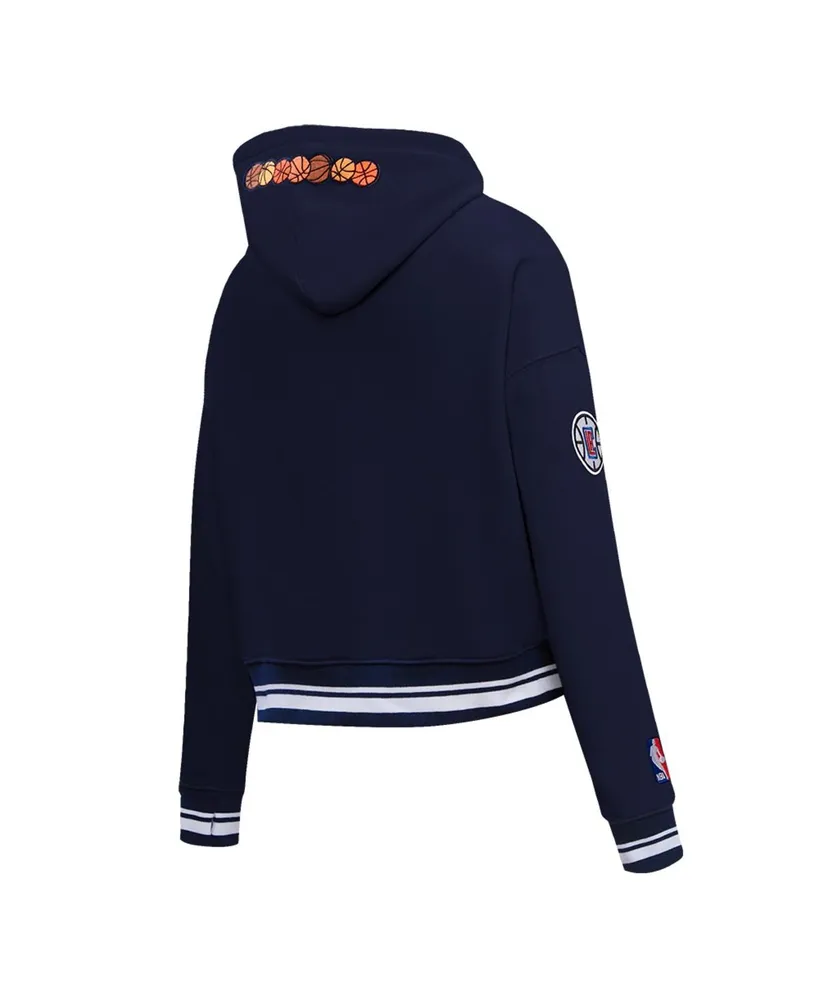 Women's Pro Standard Navy La Clippers 2023/24 City Edition Cropped Pullover Hoodie