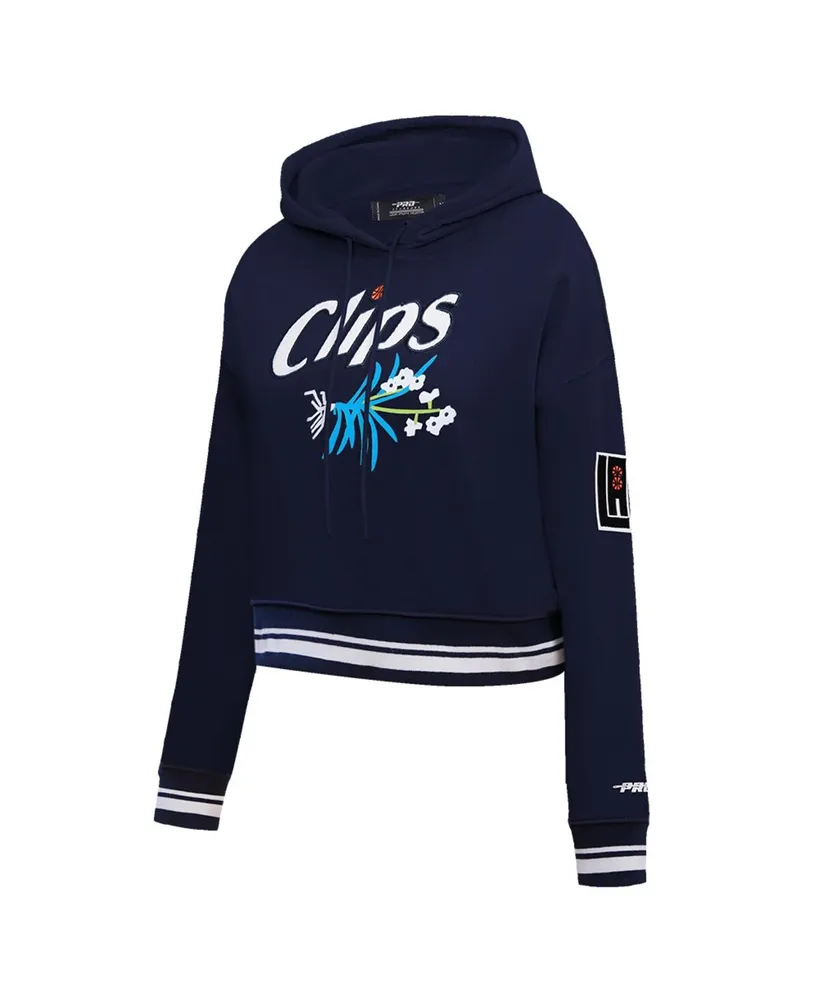 Women's Pro Standard Navy La Clippers 2023/24 City Edition Cropped Pullover Hoodie