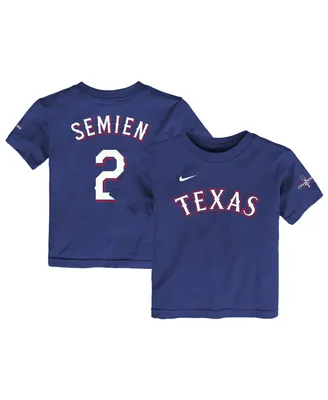 Toddler Boys and Girls Nike Marcus Semien Royal Texas Rangers 2023 World Series Champions Name Number T-shirt
