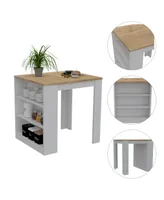 Simplie Fun Elkins 3-Drawer Kitchen Island White And Pine