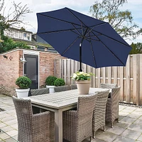 Streamdale Furniture 32 Led Solar Umbrella: Dark Blue, Tilt/Crank, Outdoor Patio Table Market Umbrella