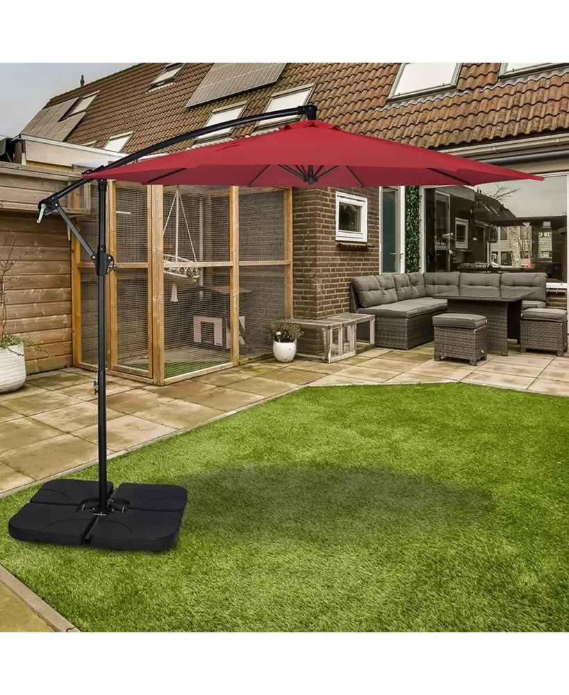 Simplie Fun Offset Patio Umbrella with Cross Base, 10FT