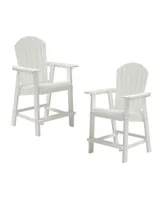 Simplie Fun Hips Bar Chair With Armrest, Patio Bar Chair Set Of 2, White