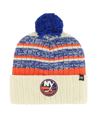 Men's '47 Brand Cream New York Islanders Tavern Cuffed Knit Hat with Pom