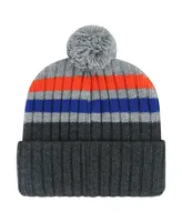 Men's '47 Brand Gray New York Islanders Stack Patch Cuffed Knit Hat with Pom