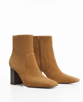 Mango Women's Block Heeled Leather Ankle Boots