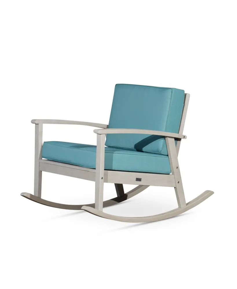 Simplie Fun Eucalyptus Rocking Chair With Cushions Oil Finish, Cushions