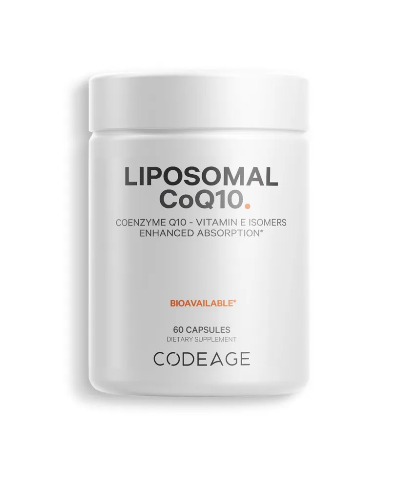 Codeage Liposomal CoQ10 Supplement - Vitamin E Isomers Tocopherols - 125mg Coenzyme Q10 - Cardiovascular, Heart, Energy Support