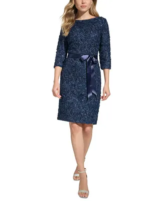 Jessica Howard Petite 3/4-Sleeve Blouson Side-Tie Dress