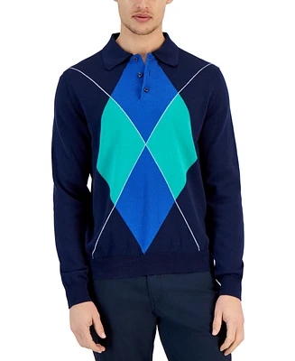 Club Room Men's Argyle Long Sleeve Rugby Sweater, Created for Macy's