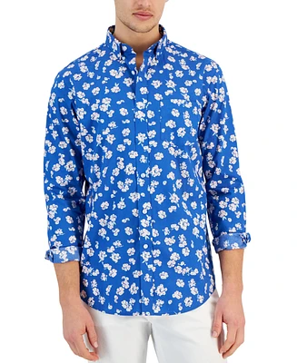 Club Room Men's Vinta Floral Poplin Long Sleeve Button-Down Shirt, Created for Macy's