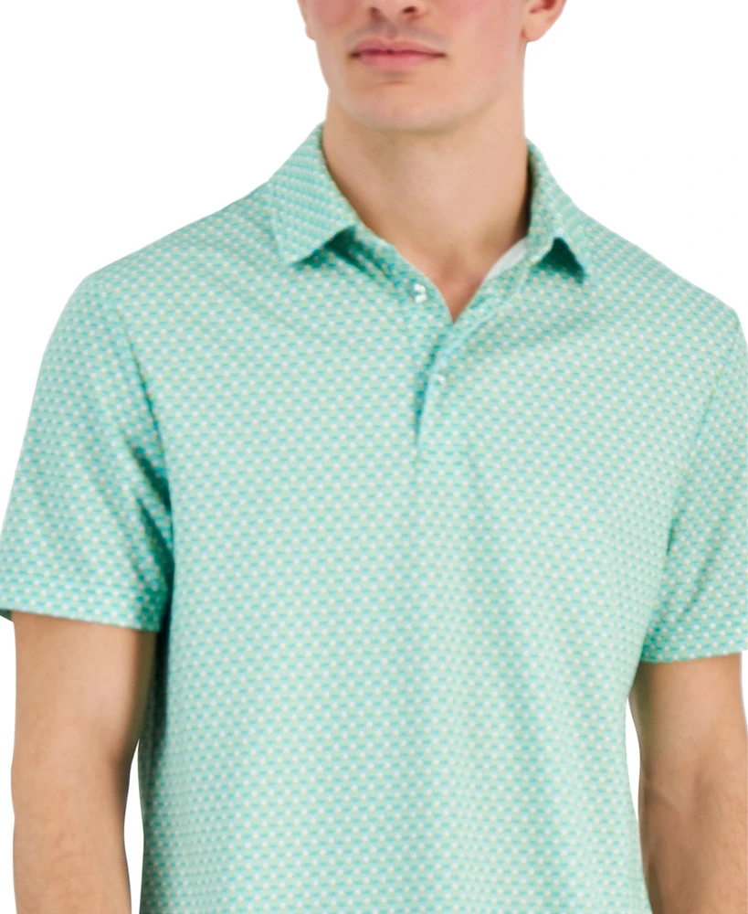 Club Room Men's Golf Ball Print Short Sleeve Tech Polo Shirt, Created for Macy's