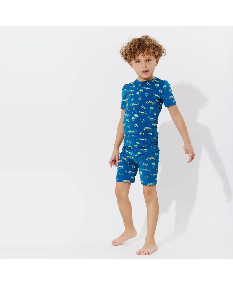 Bellabu Bear Toddler| Child Unisex Monaco Blue 2-Piece Short Sleeve & Shorts Pajama Set